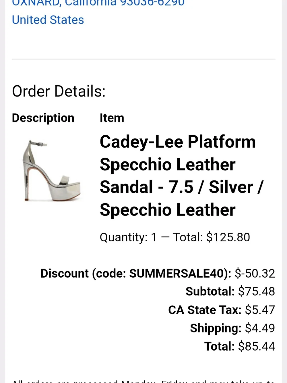 Schutz Silver Specchio Leather Platform Sandal